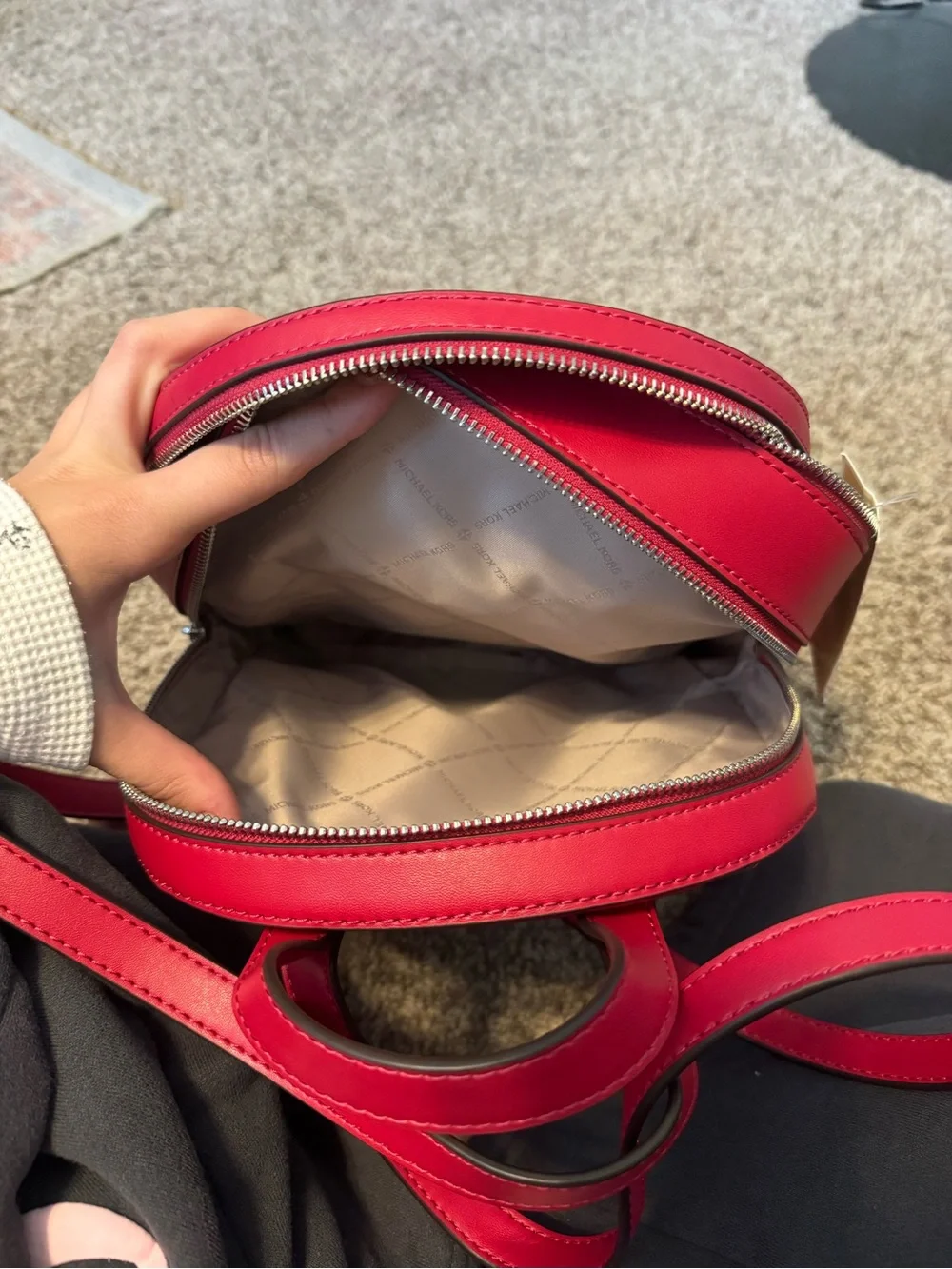 Michael Kors Bright Red Pebbled Leather Mini Backpack